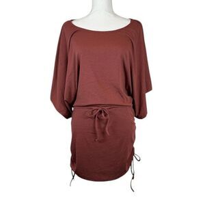 Mable Mini Dress Wide Neck Adjustable Length Strings Dolman Sleeve Size Small